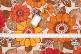 Japanese Fabric Sopo Retro Vintage Flowers - orange, red - 50cm